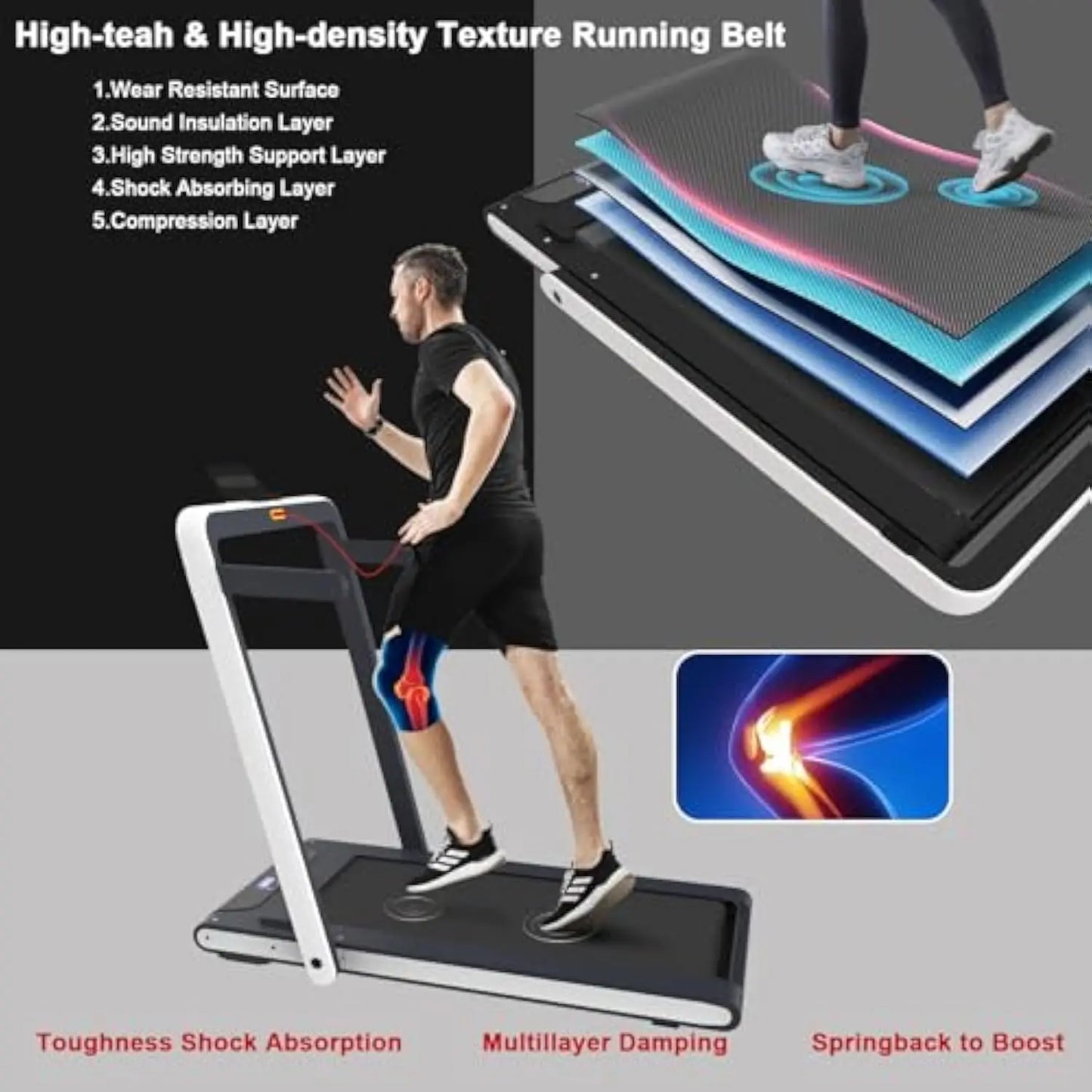 Foldable Under Desk Treadmill with Remote Control for Home