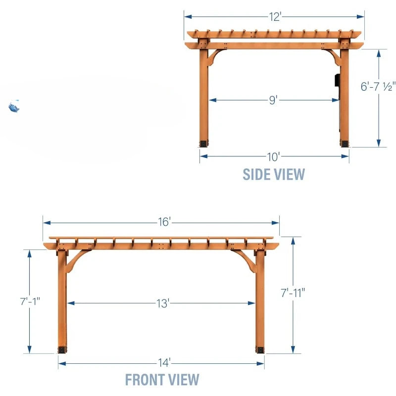 16 ft. x 12 ft. All Wooden Pergola Kit
