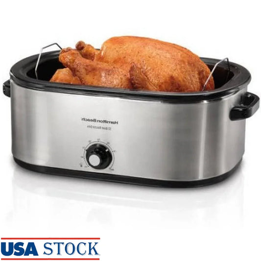 22 Quart Roaster Oven with Self Basting Lid Stainless Steel Double Oven Space Kitchen Appliance Easy Control