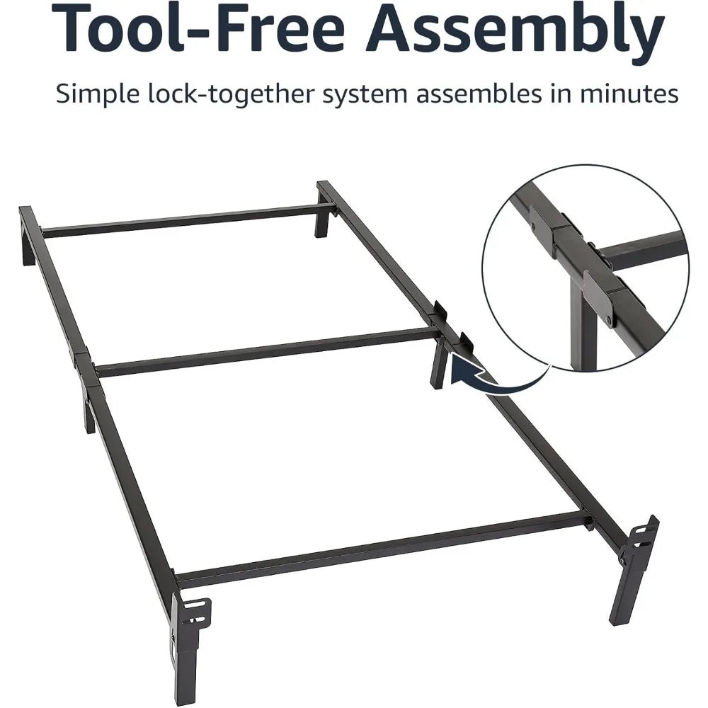 Metal Twin Size Bed Frame, 6-Leg Base for Box Spring and Mattress Support