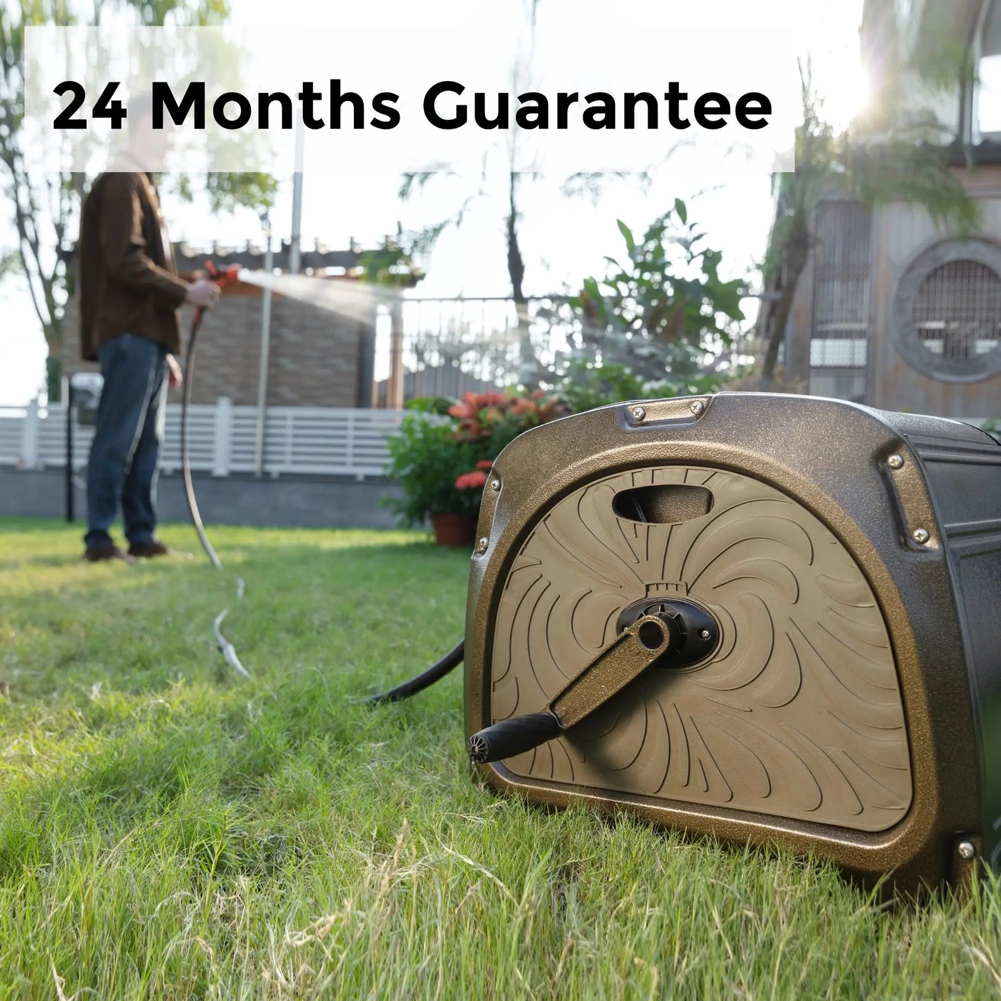 Giraffe Tools SW5 Metal Hose Reel Box, With 150ft 5/8" Hose, Heavy Duty Garden Hose Storage Reel Hideaway, Crank Handle