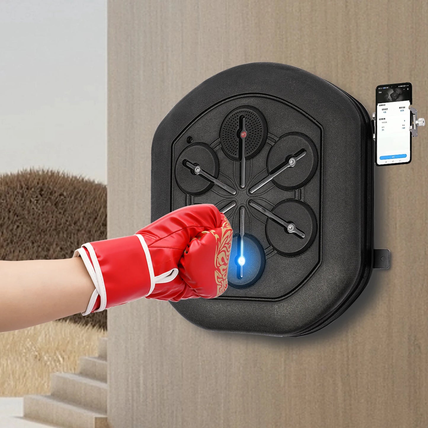 Music Boxing Machine Wall Mounted LED Light Boxing Equipment Bluetooth Smart Boxing Training for Home Gym