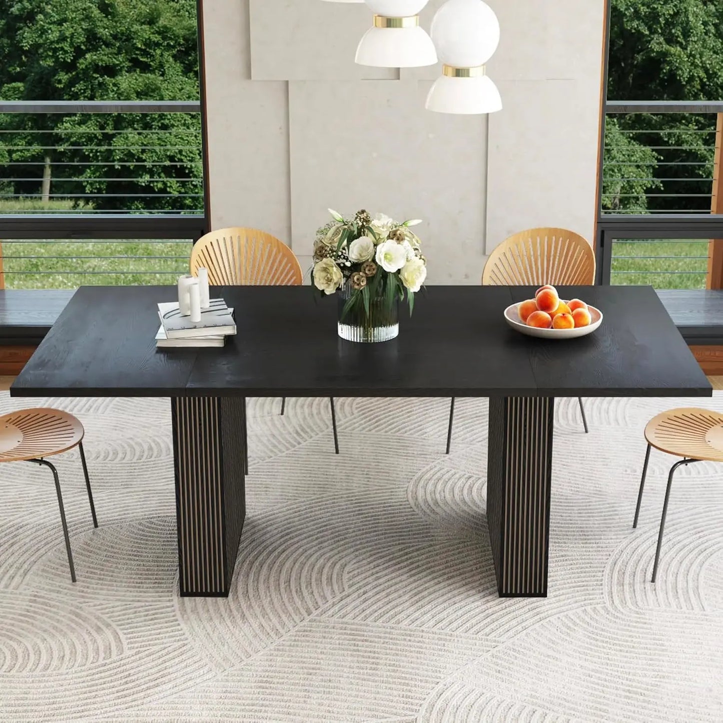 78 Inch Dining Table for 6 8 10, Modern Farmhouse Rectangular Kitchen Table