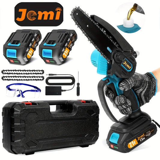 Jemi Tool Mini Chainsaw 6 "with 1/2×21V battery, powerful electric small portable chainsaw