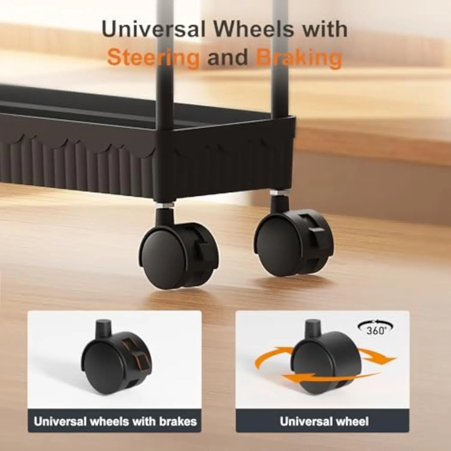 2-Pack Slim Storage Rolling Cart with Wheels  3 Tier Utility Carts