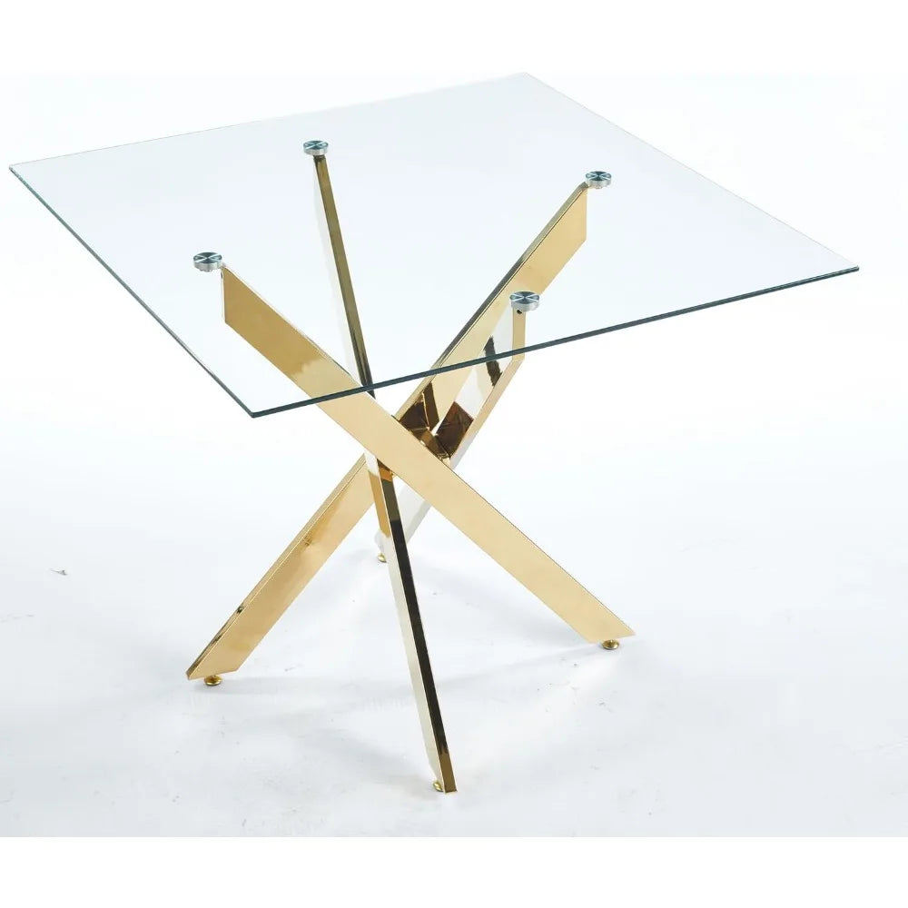 Square Glass Dining Table Set for 4