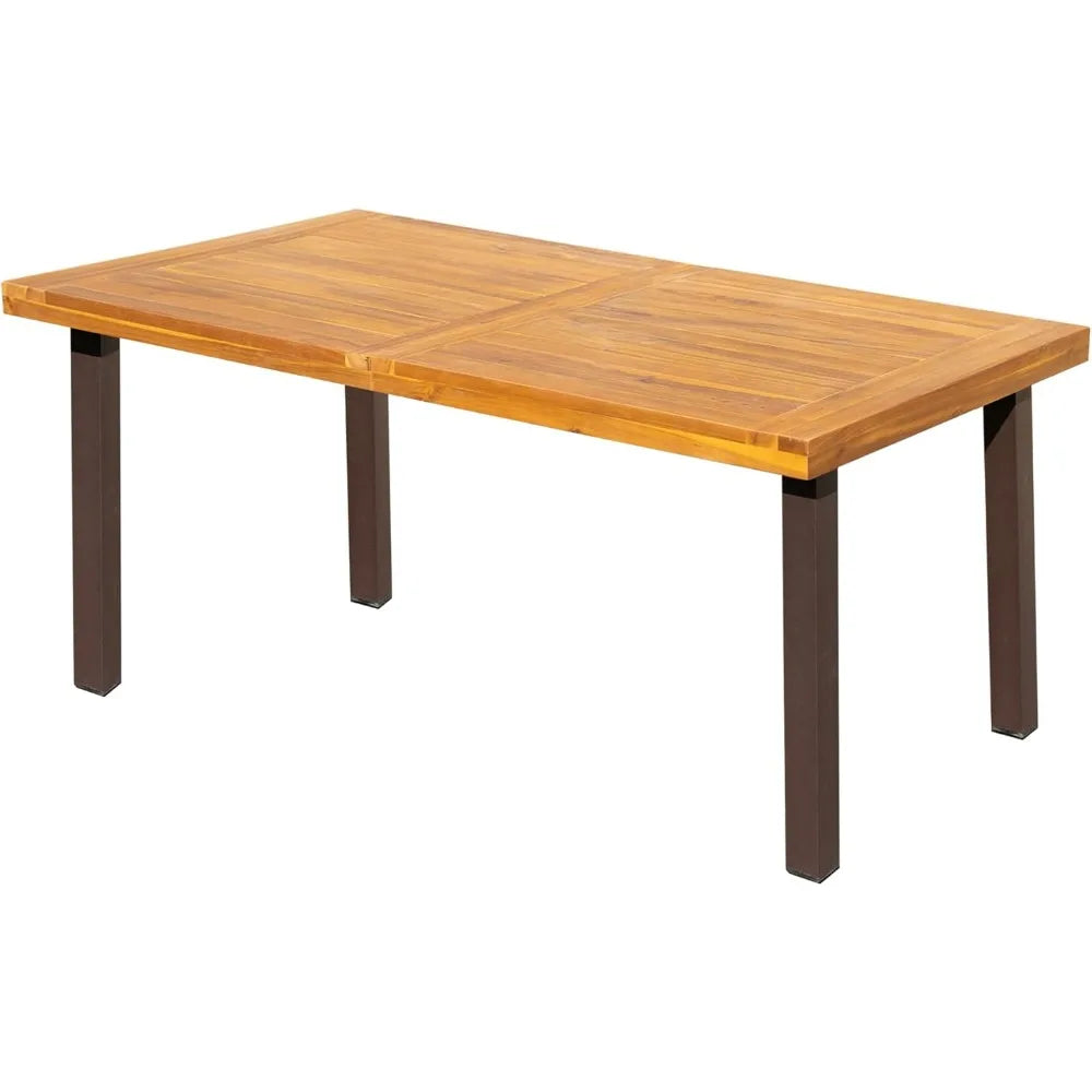 Dining Table for 6 Acacia Wood Indoor Outdoor Home Kitchen Table