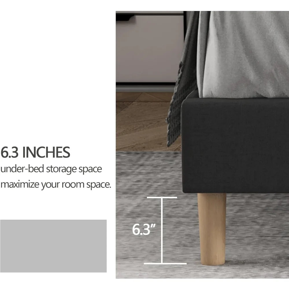 Upholstered Platform Bed Frame King Size with Headboard