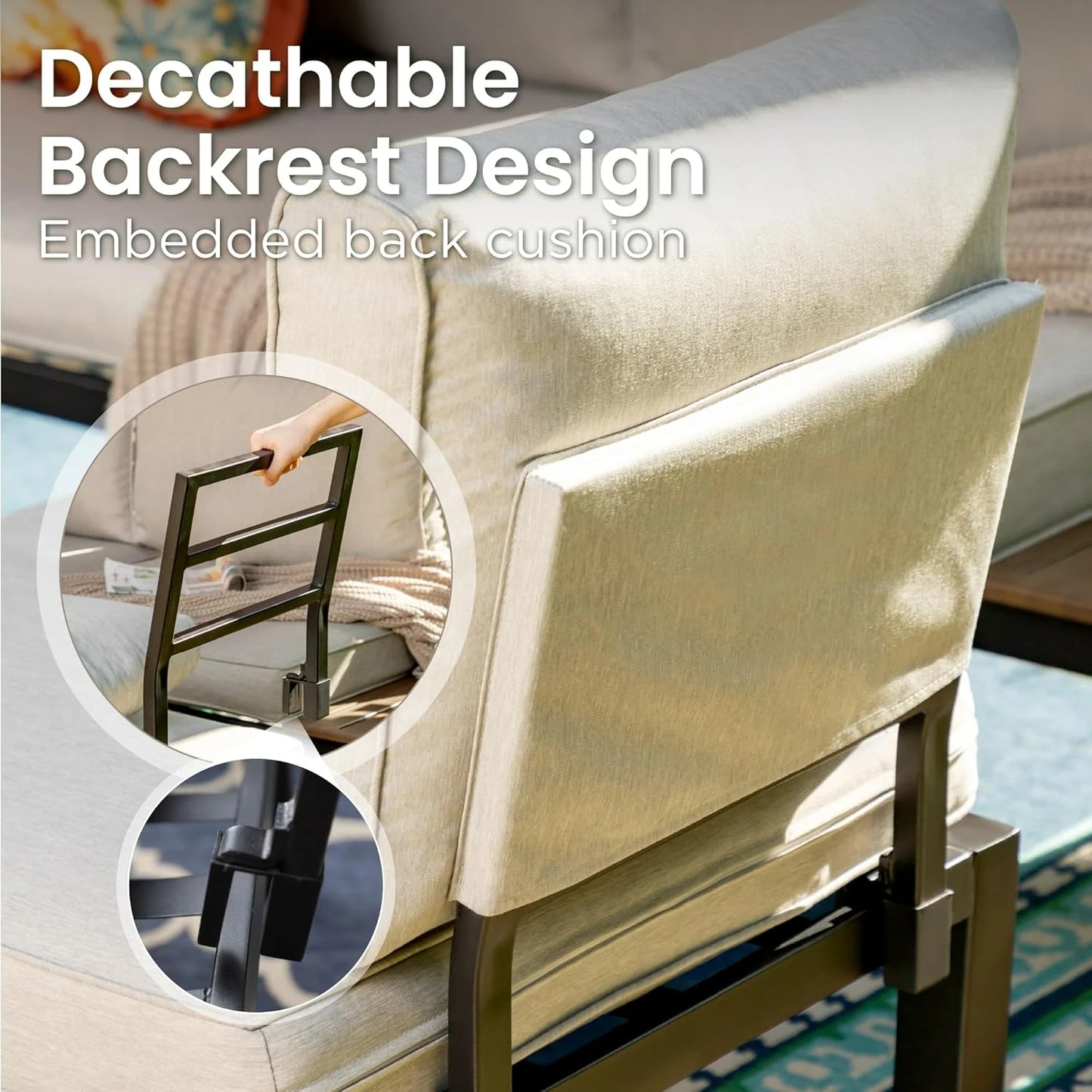Metal Patio Furniture Set 6 Piece Modular Modern Sofa Set