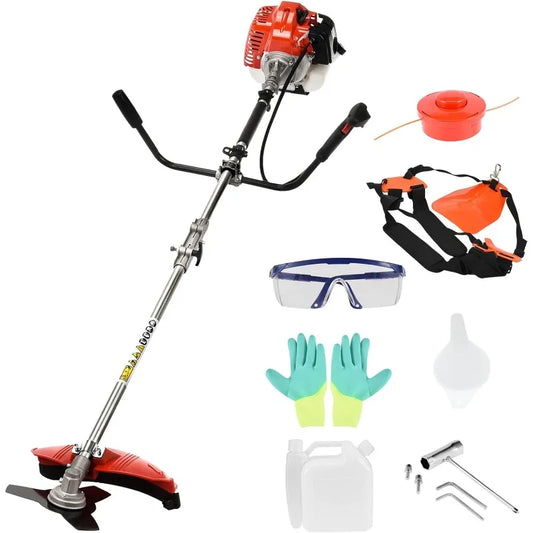 52cc Gas Grass Trimmer, 2 in 1 Petrol Weed Eater, 2-Stroke Weed Whacker Cordless