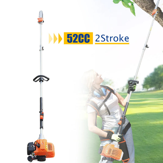 52cc Gas Pole Saw 2 Stroke Chainsaw Air-cooled Tree Pruner Trimmer