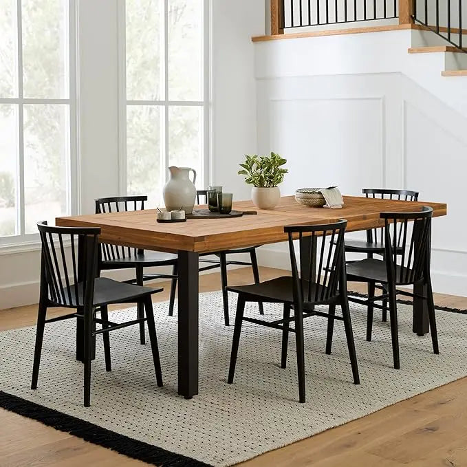 Dining Table for 6 Acacia Wood Indoor Outdoor Home Kitchen Table