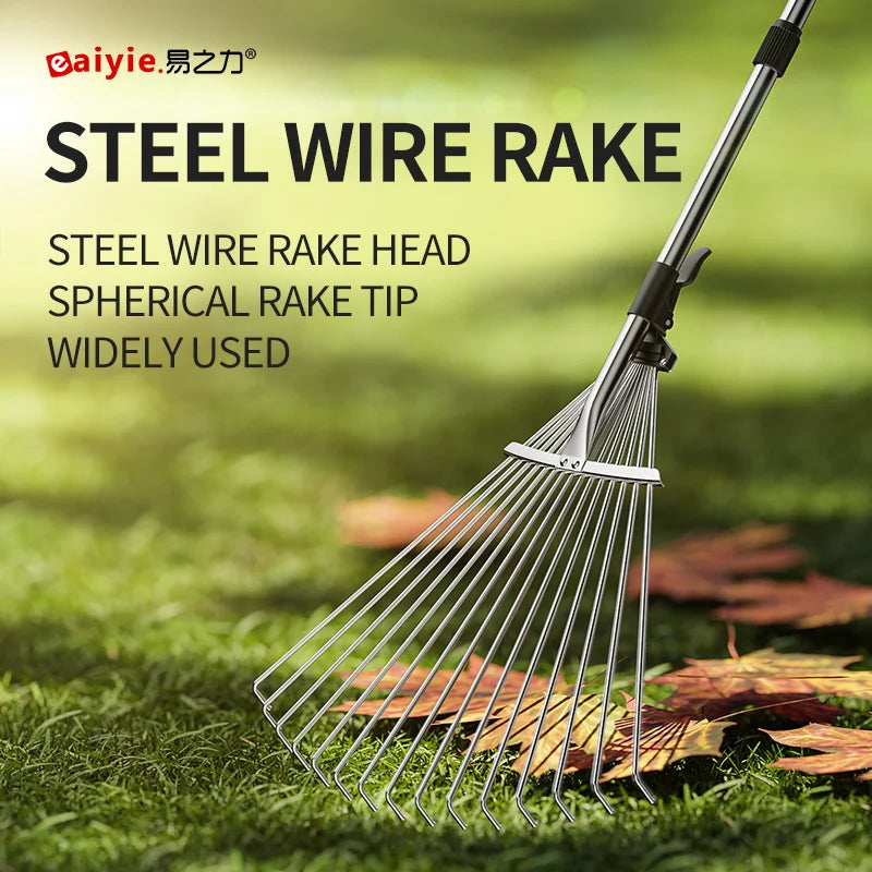 Garden Retractable Rake Stainless Steel