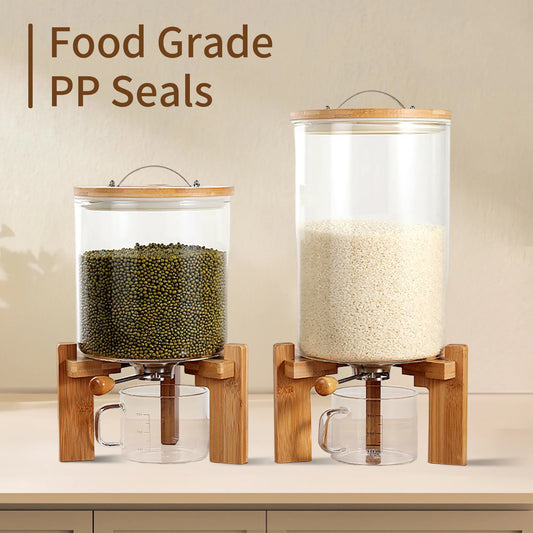 Flour And Cereal Container 5L/7.5L Rice Dispenser Glass Storage