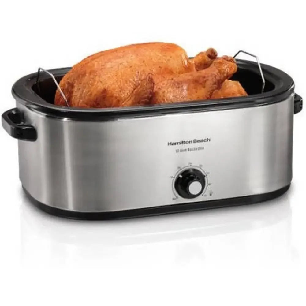 22 Quart Roaster Oven with Self Basting Lid Stainless Steel Double Oven Space Kitchen Appliance Easy Control