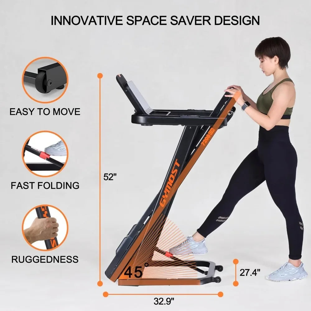 Running Machine Incline Treadmill 300 Pounds Weight Capacity Folding Electric Treadmill for Walking and Running Exercise