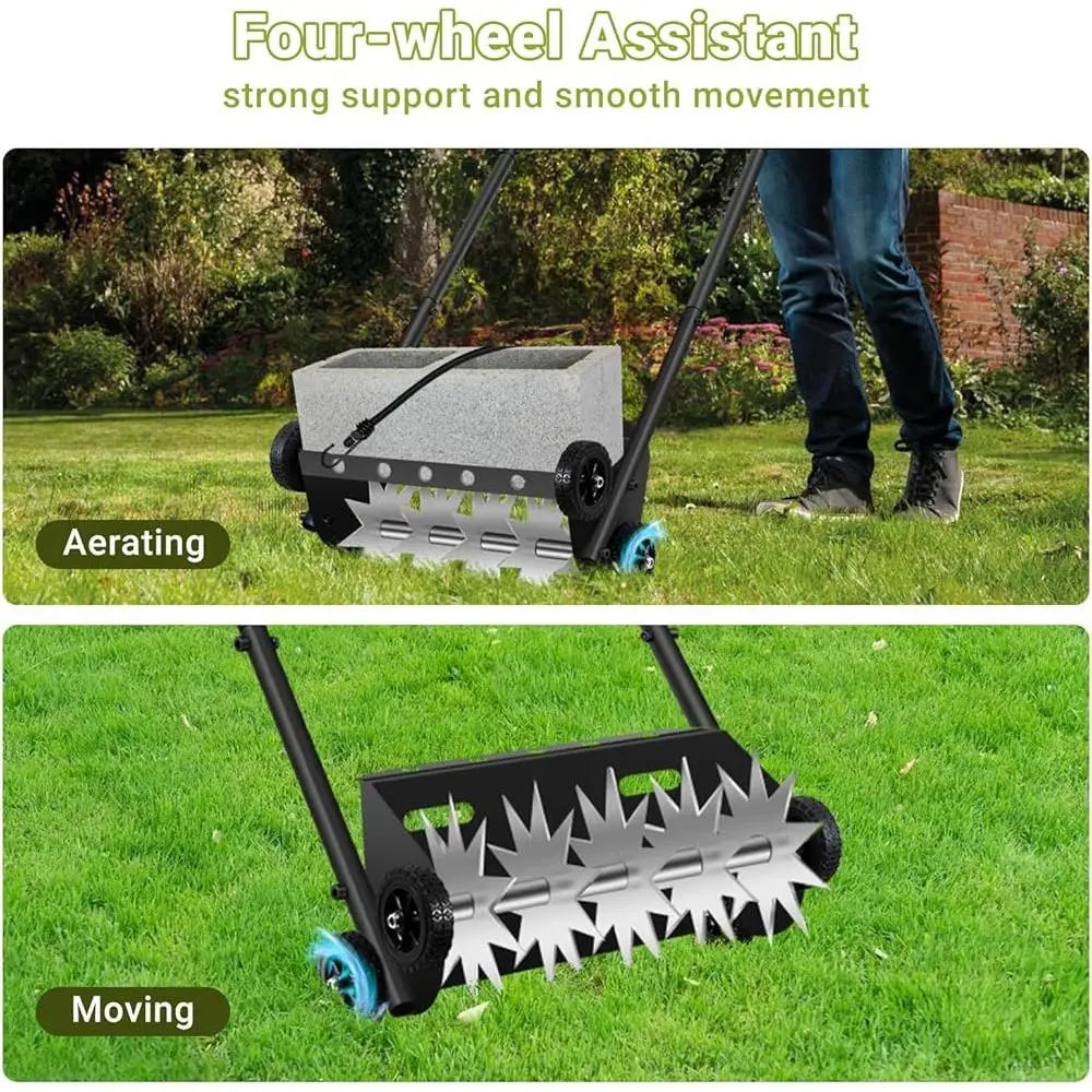 Push Spike Aerator Lawn Tool Heavy Duty 18 Inch Aeration Equipment