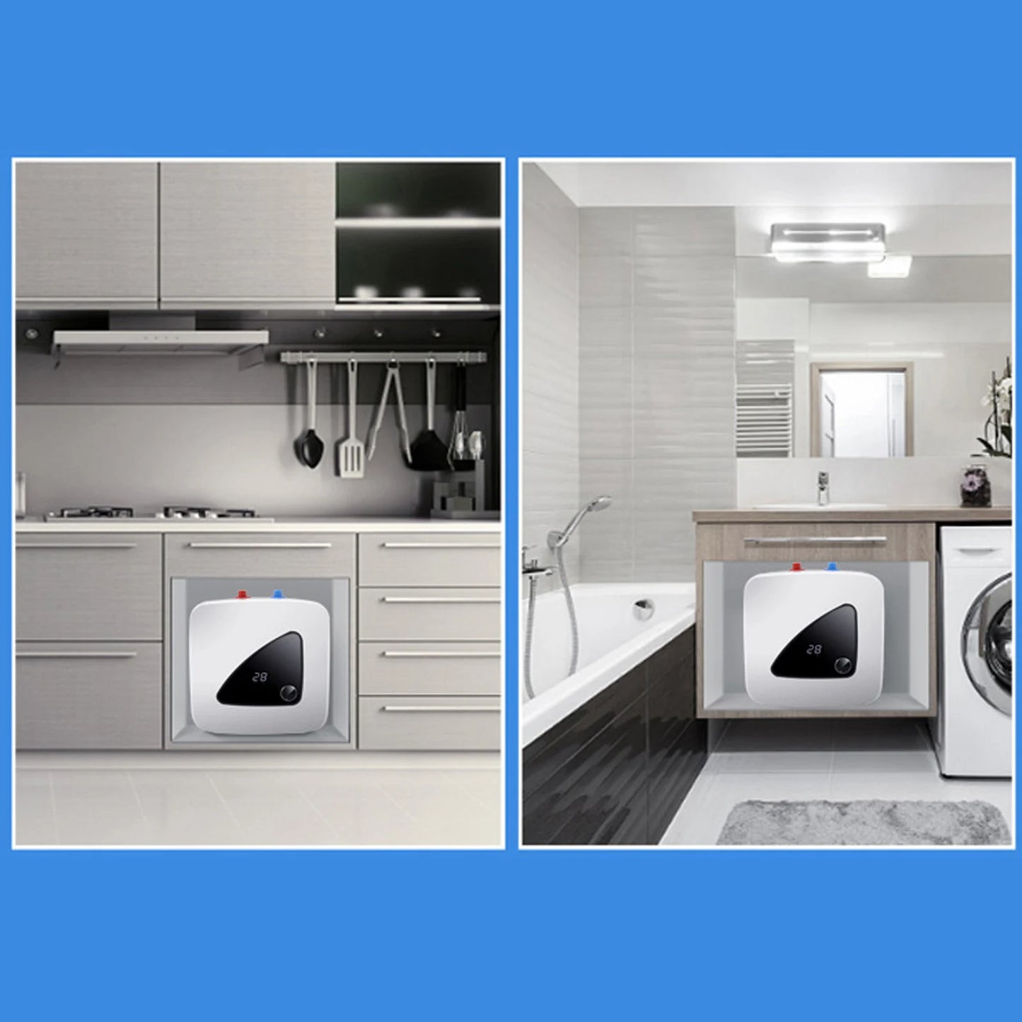 Tankless Hot Water Heater System 1500W Bathroom Kitchen Instant Electric Water Heater Portable Wall Floor Mount Shower