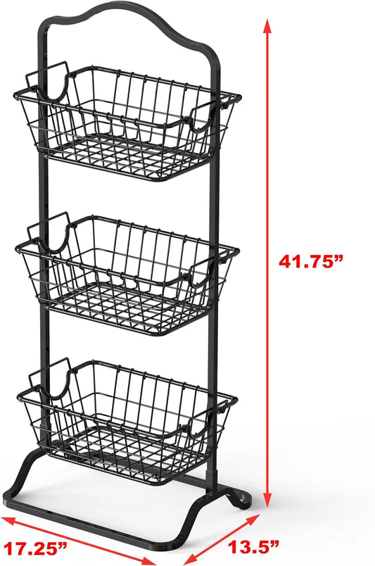 Wire Market Fruit Basket Stand, Great for storing fruits, vegetables, toiletries and household items in kitchen