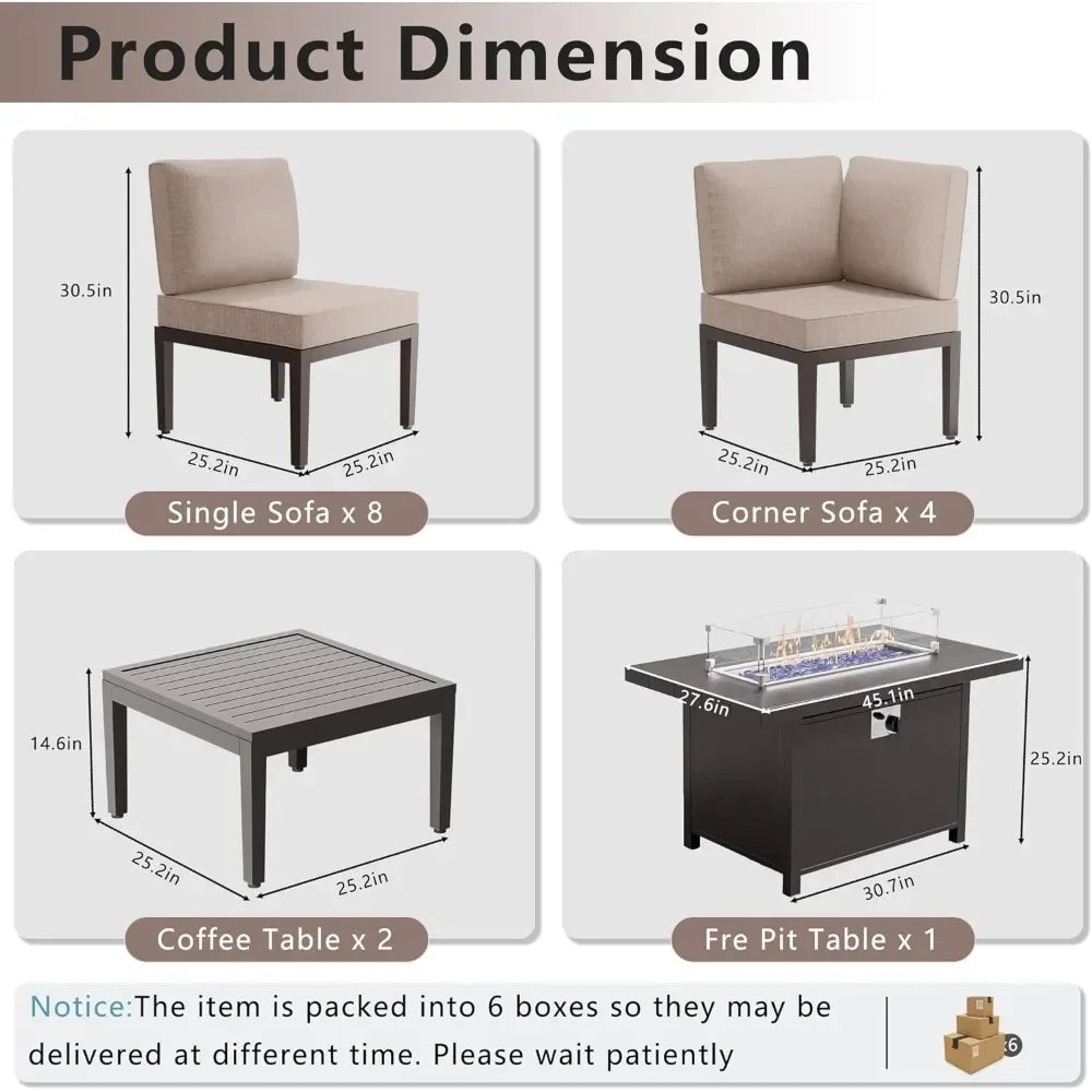 Outdoor Furniture Terrace and Coffee Table 15 Piece Set