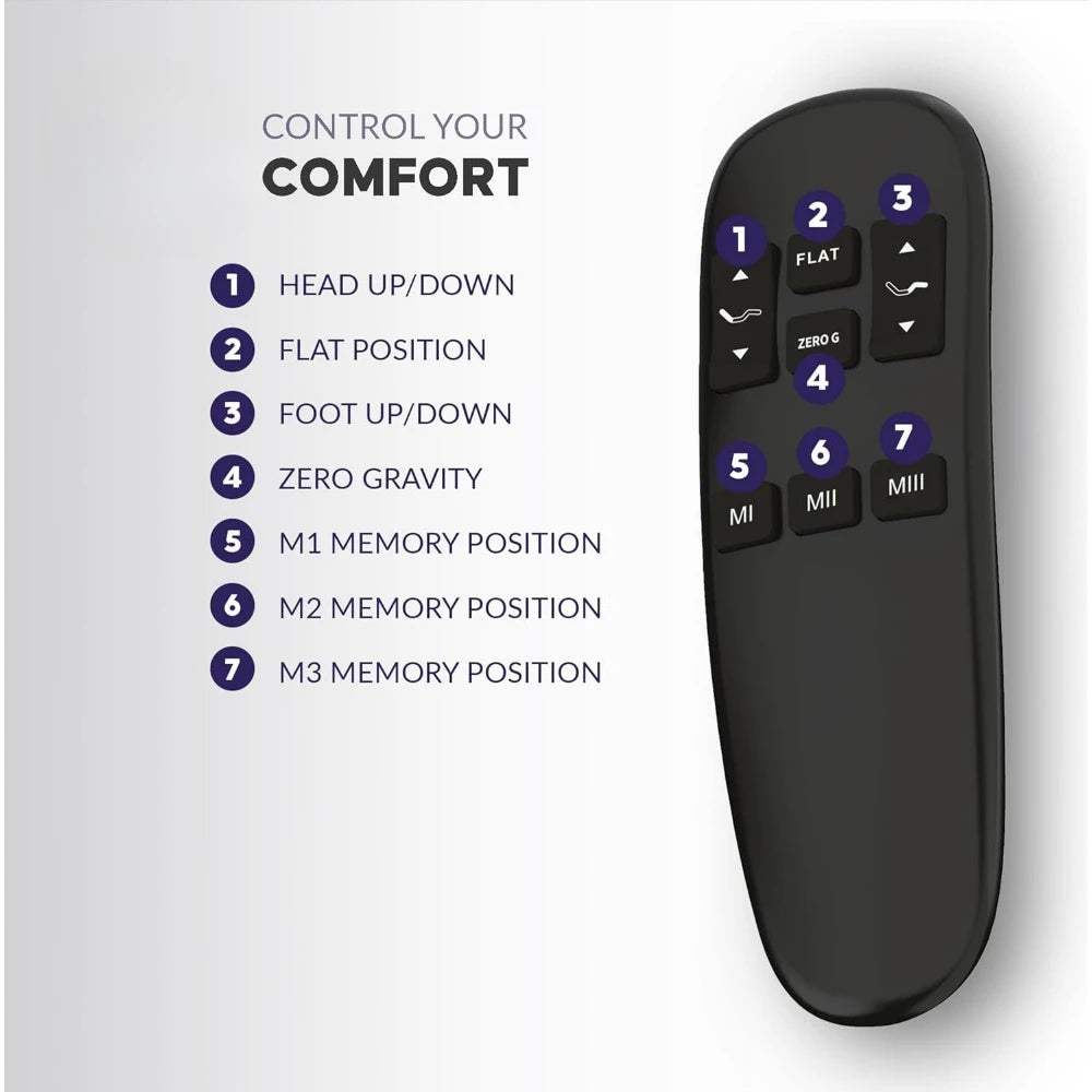 Adjustable Bed Base Frame with Head and Foot Incline Wireless Remote Control