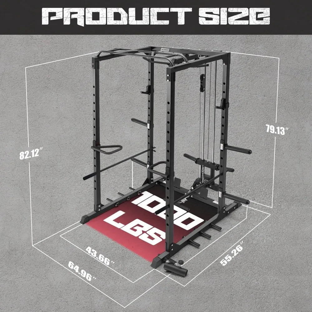 All-in-One Squat Rack Power Cage 1000 LBS Capacity Fitness