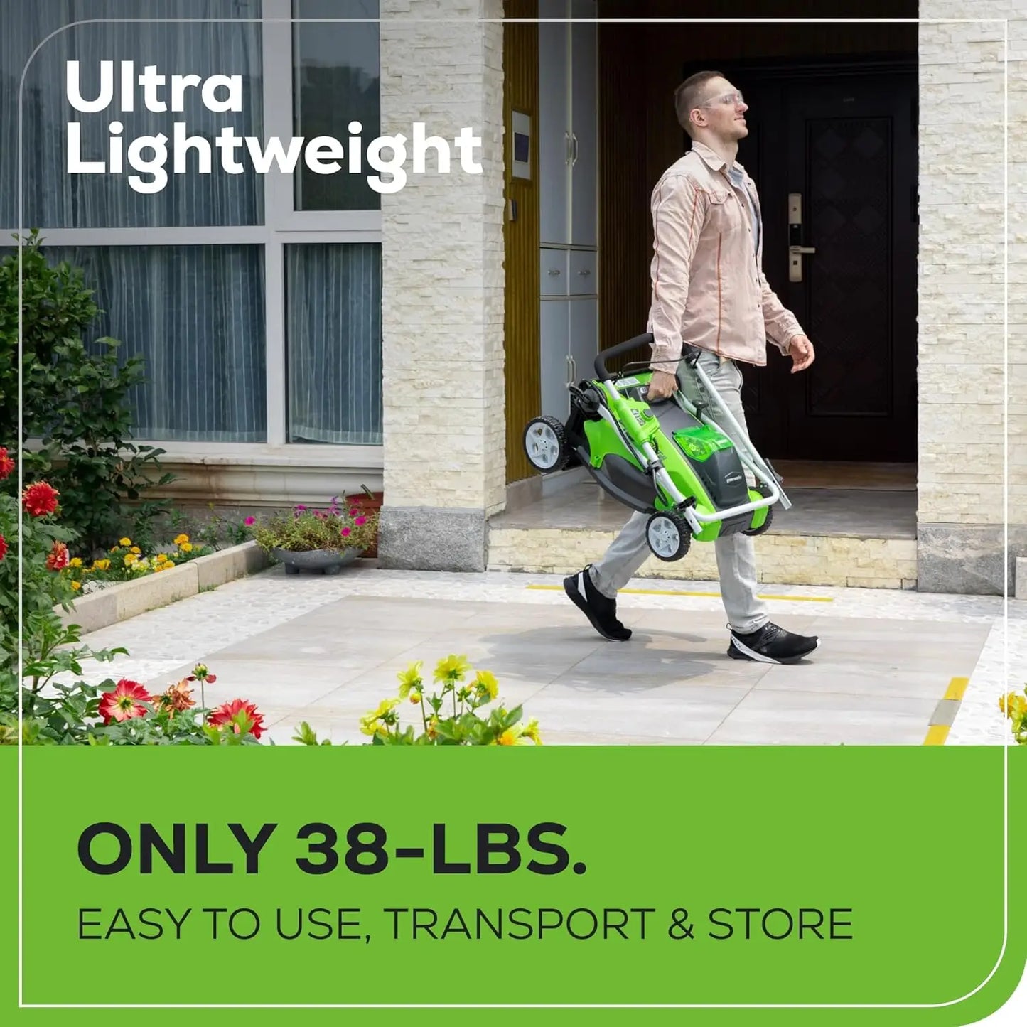 40V 16" Cordless (Push) Lawn Mower (75+ Compatible Tools) 4.0Ah Battery and Charger Included Simple Push-button Start