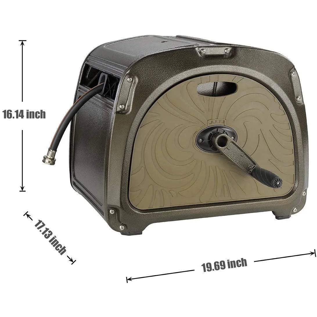 Giraffe Tools SW5 Metal Hose Reel Box, With 150ft 5/8" Hose, Heavy Duty Garden Hose Storage Reel Hideaway, Crank Handle