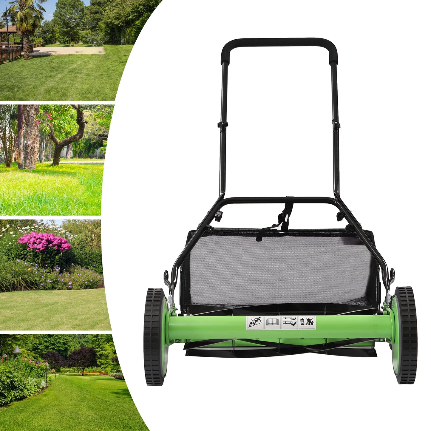 Reel Mower Walk-behind Lawn Mower with Grass Catcher for Lawn Mowing in Villas and Parks
