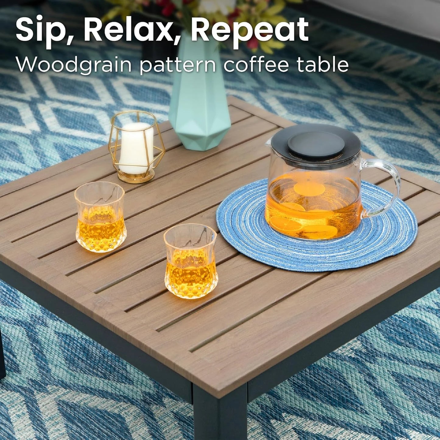 Metal Patio Furniture Set 6 Piece Modular Modern Sofa Set