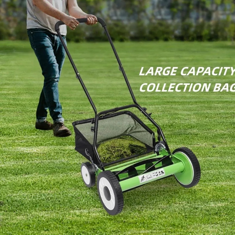 20Inch Reel Mower with 5-Blades Manual Lawn Mower Hand Push