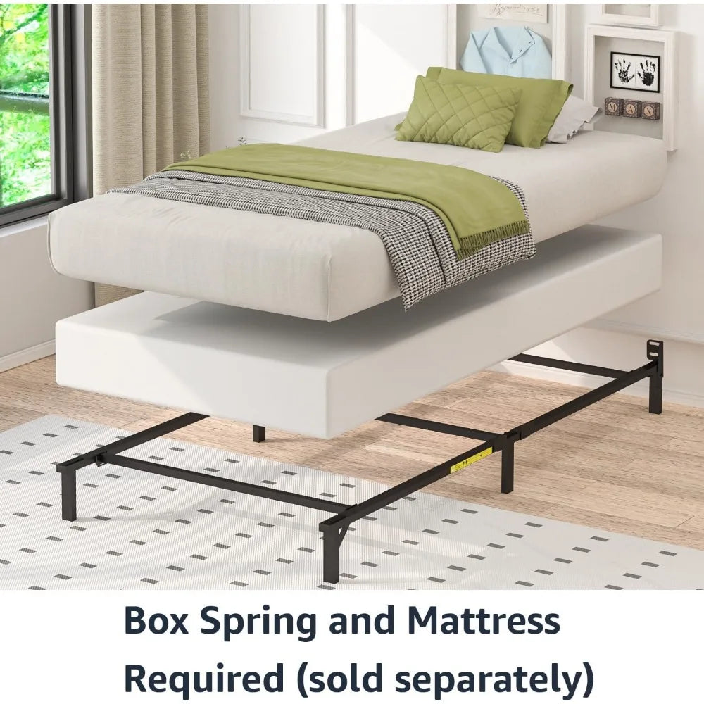 Metal Twin Size Bed Frame, 6-Leg Base for Box Spring and Mattress Support