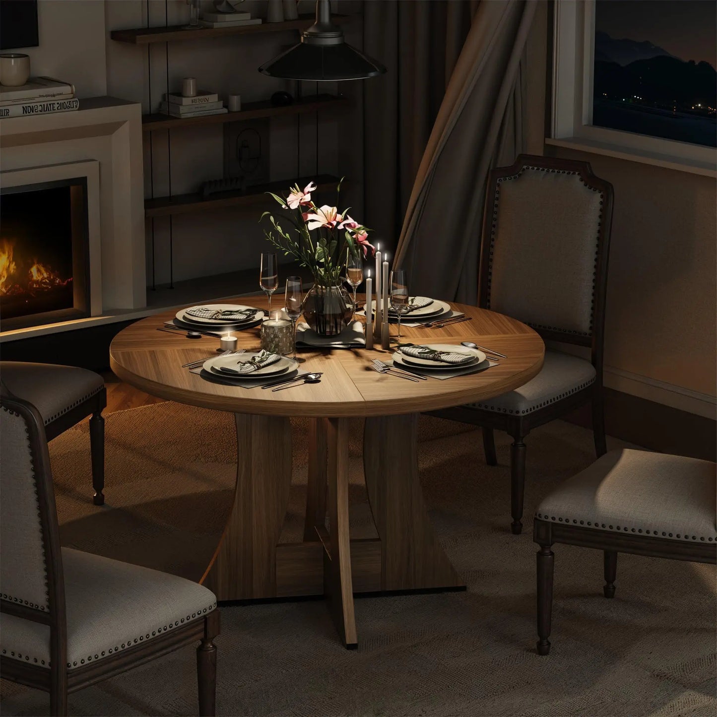 47.24" luxurious Round Dining Table for 4