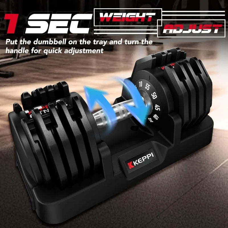 Keppi Adjustable Dumbbells Set, 25lb to 55lb Fast Adjust