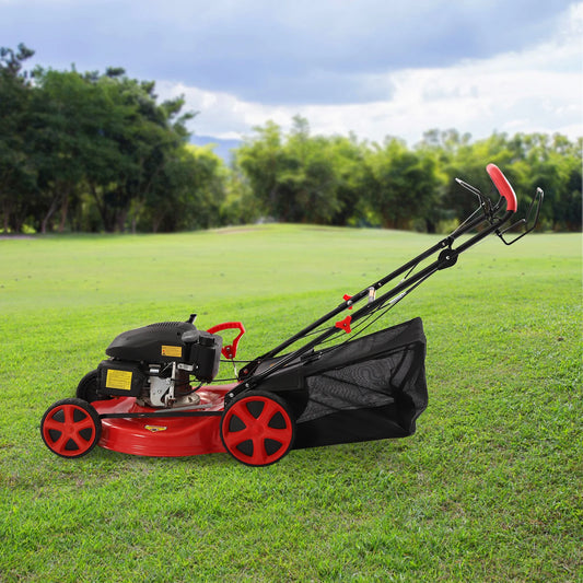 4-Stroke Push Petrol Lawn Mower 8Gear Adjustable Height Self Propelled