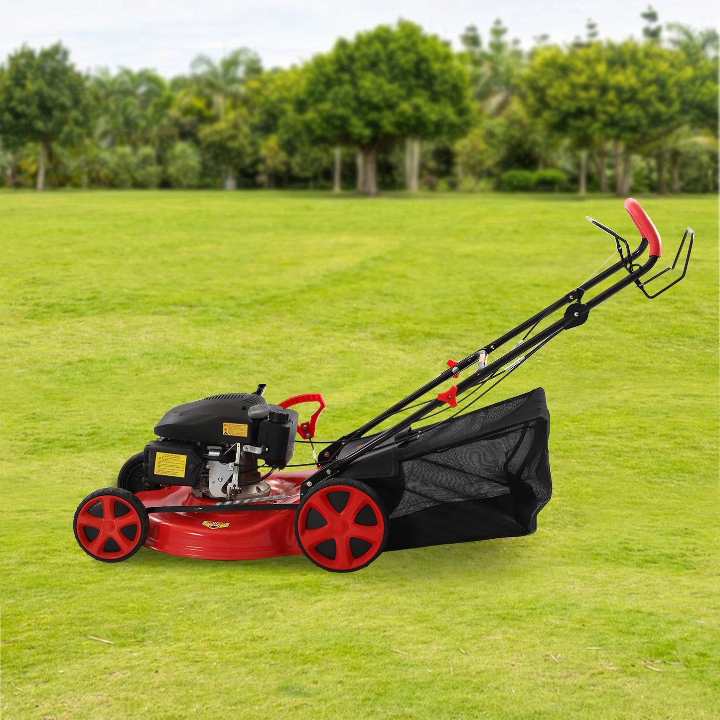 4-Stroke Push Petrol Lawn Mower 8Gear Adjustable Height Self Propelled