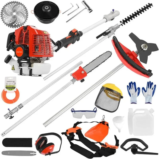 5-in-1 Multi Yard Care Tools,Weed Wacker Gas Powered,52cc String Trimmer/Edger,Gas Hedge Trimmer,Pole Saw
