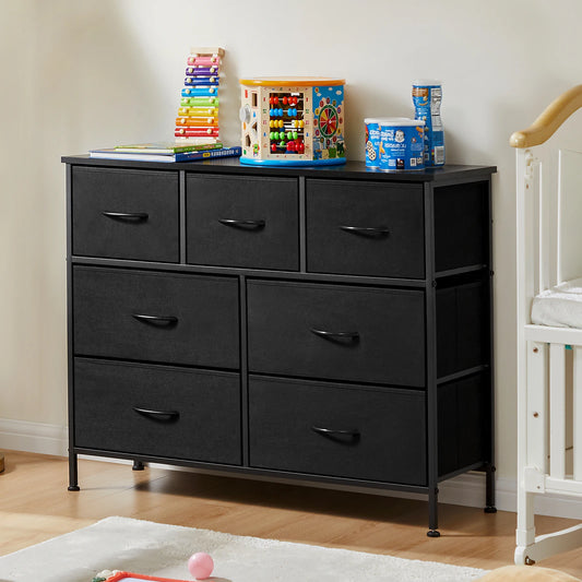JHK Dresser For Bedroom With 7 Fabric Drawers Organizer Modern Minimalist Style