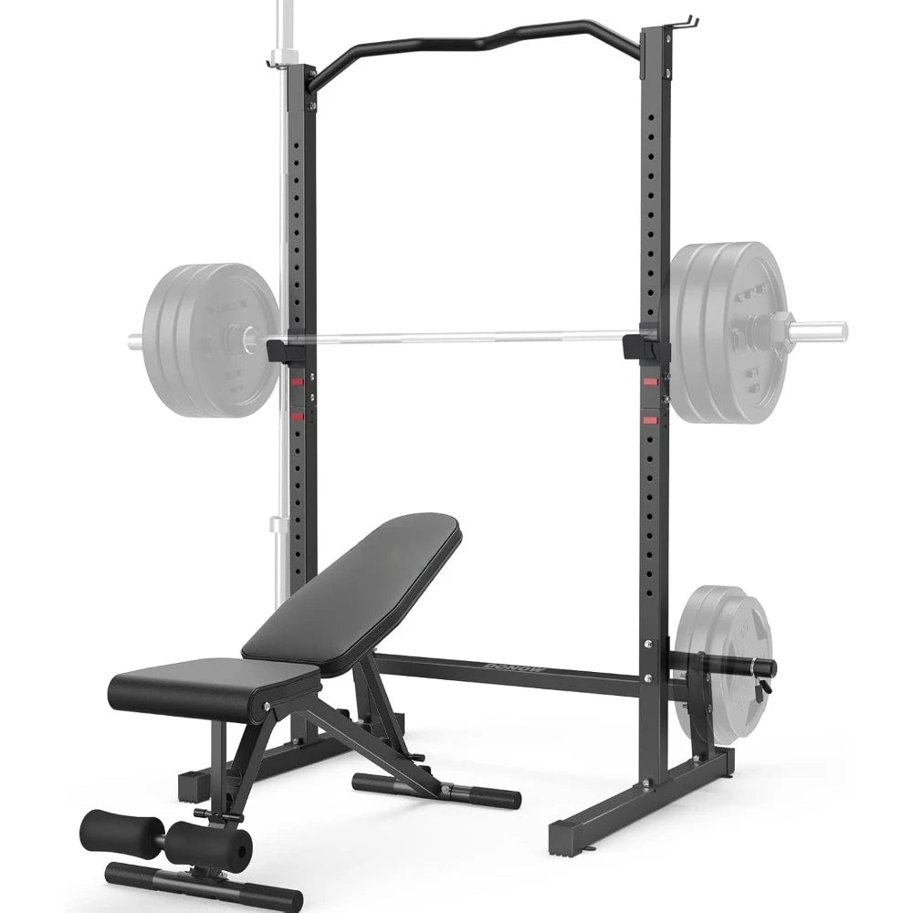 Weight Bench with Squat Rack Adjustable Workout Bench for Strength Training