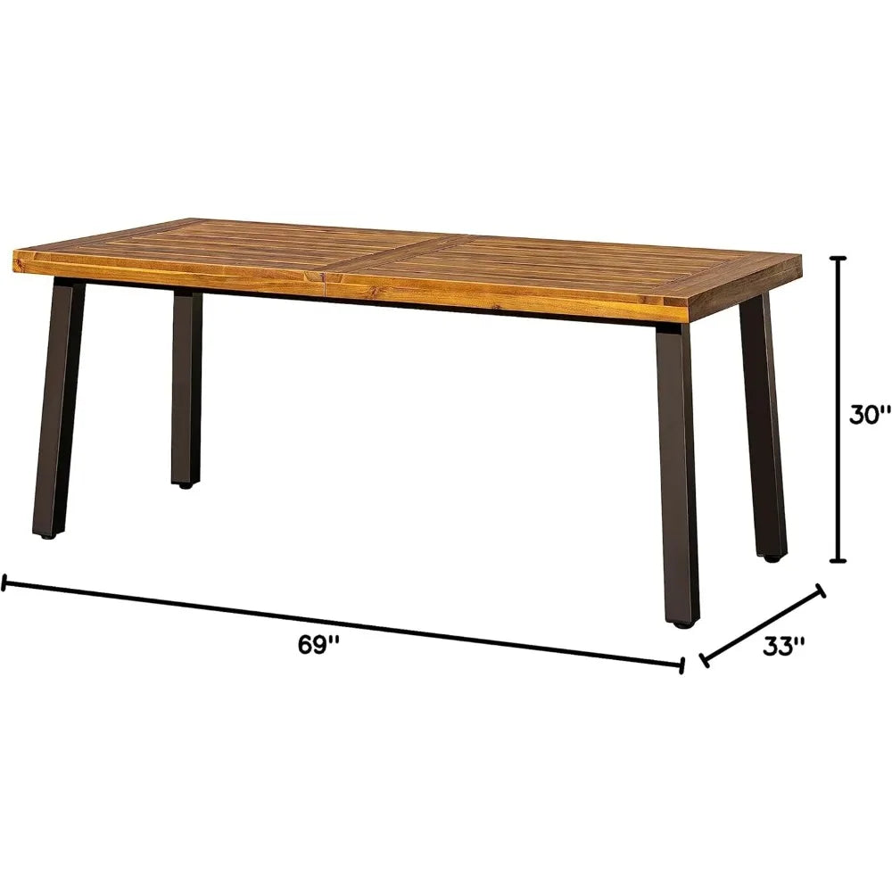Acacia Wood Dining Table 6-Person Indoor Outdoor Tables