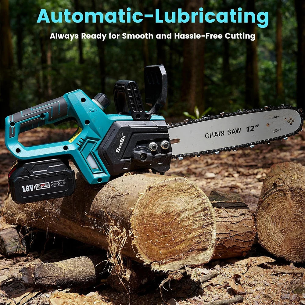 Seesii 12'' Brushless Electric Chainsaw Cordless Chain Saw