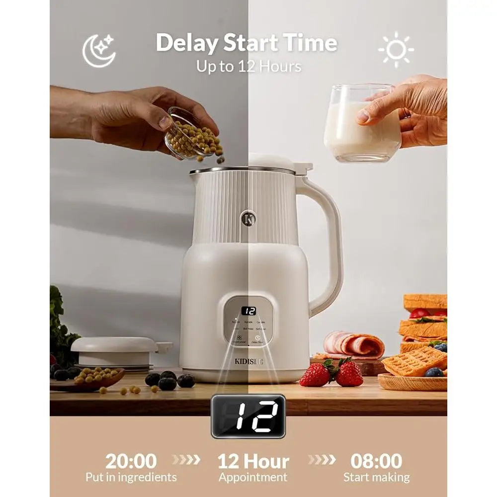 6 in 1 Automatic Nut Milk Maker Blender Soy Oat Almond Coconut Juice Maker Self Cleaning Hot Beverages Kitchen Appliance
