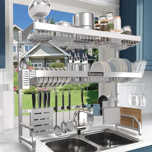 Over The Sink Dish Drainer Drying Rack 3 Tier Stainless Steel