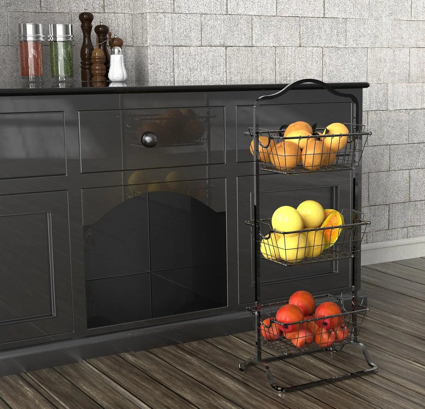 Wire Market Fruit Basket Stand, Great for storing fruits, vegetables, toiletries and household items in kitchen