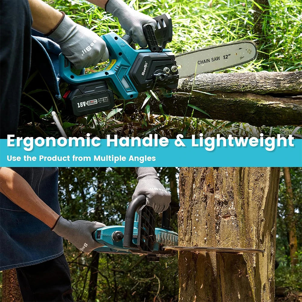 Seesii 12'' Brushless Electric Chainsaw Cordless Chain Saw