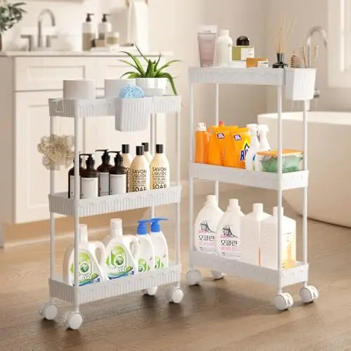 2-Pack Slim Storage Rolling Cart with Wheels  3 Tier Utility Carts