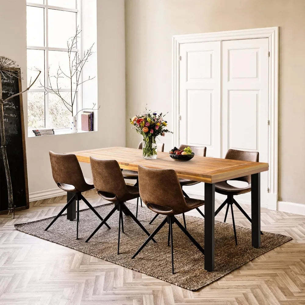 Dining Table for 6 Acacia Wood Indoor Outdoor Home Kitchen Table