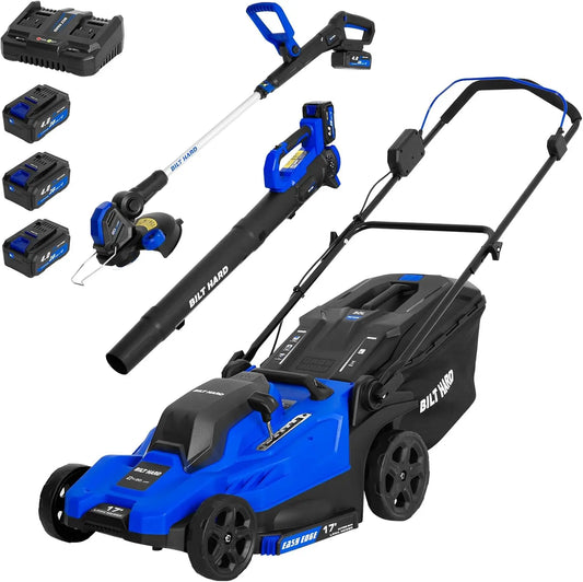 40V 17" Brushless Cordless Lawn Mower, Battery Electric Lawn Mower Set