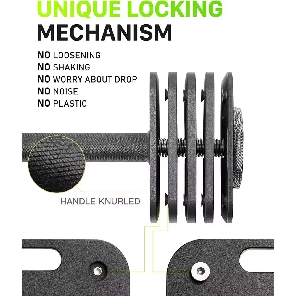 Adjustable Dumbbell Set 10-50lb Quick-Lock Weight Dumbbells