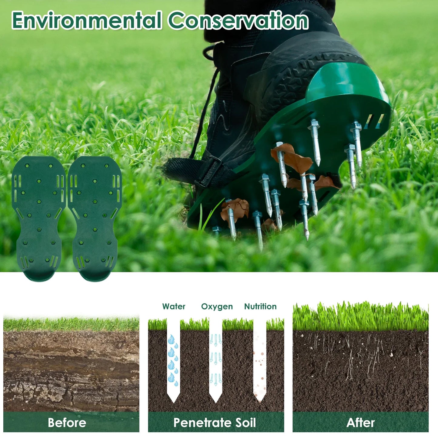 Garden Nail Shoes Grass Loose Soil Tool Lawn Aerator Sandals